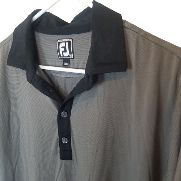 FootJoy Mens M Black Gray Striped Short Sleeves At - Picture 5 of 8